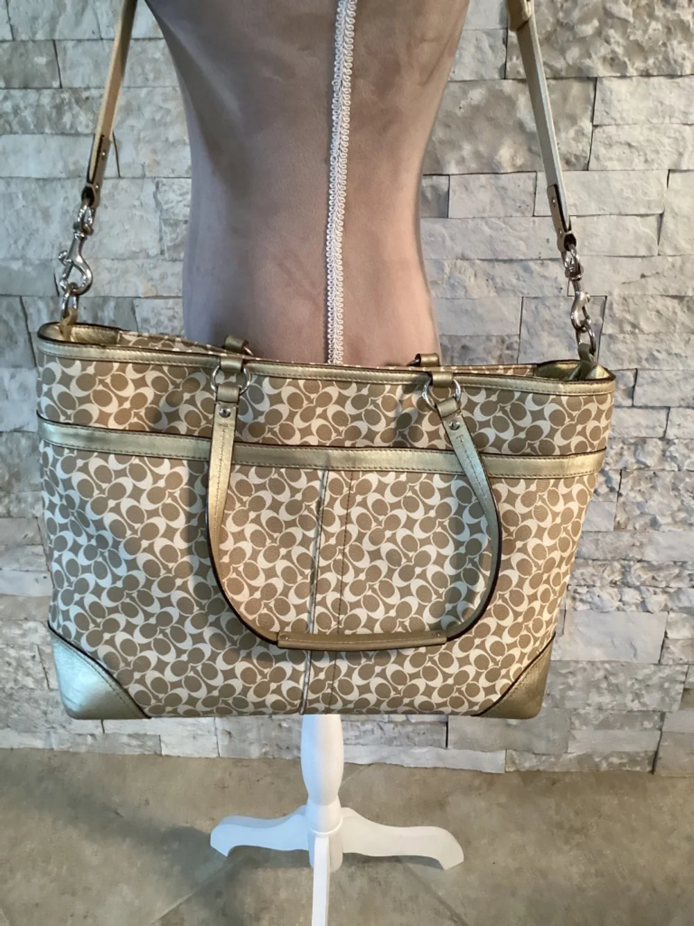 Coach Heritage Stripe Signature Diaper Bag